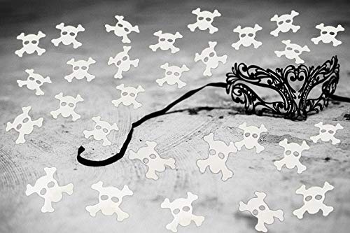 Scary Skull Confetti for Halloween Party Decorations - Glitter Metallic Foil Pirate & Haunted House Supplies - DIY Table Scatter for Special Events, Birthdays & Themed Parties