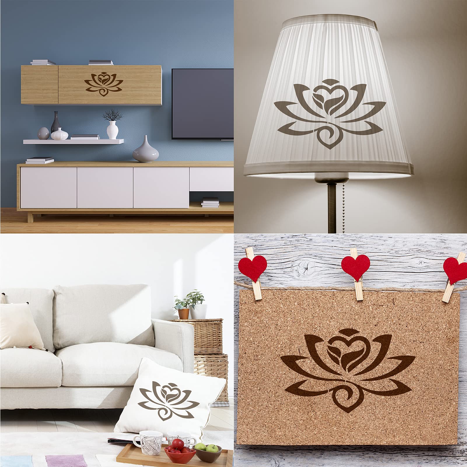 GORGECRAFT 11.8x11.8 Inch Large Lotus Flower Stencil Template - Reusable Square Plastic Stencils for Painting on Wood, Wall, Floor, Tile, Scrapbooking & Card Making - Home Decor & DIY Art Projects (Perfect for Wall Murals, Furniture Upcycling & Craft Designs)