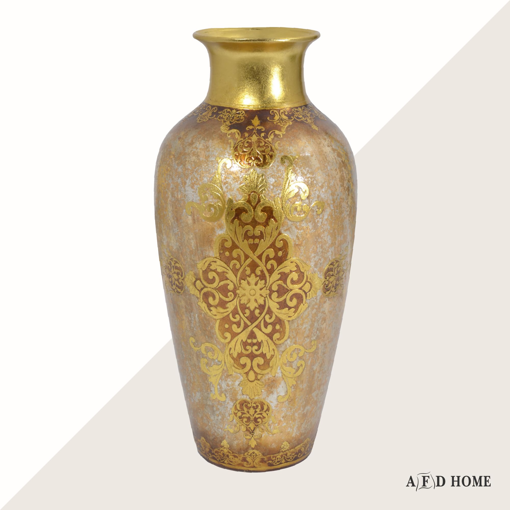 Medici Vase - Antique Style Tall Gold Flower Vase (11.61 x 24.40 Inches) for Home Decor, Wedding Centerpiece & Luxury Table Display