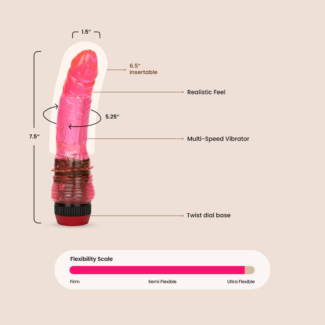 Hot Pinks™ Curved Realistic Vibrating Dildo - Lifelike Silicone Penis Toy for Couples & Solo Play | G-Spot & Prostate Stimulation