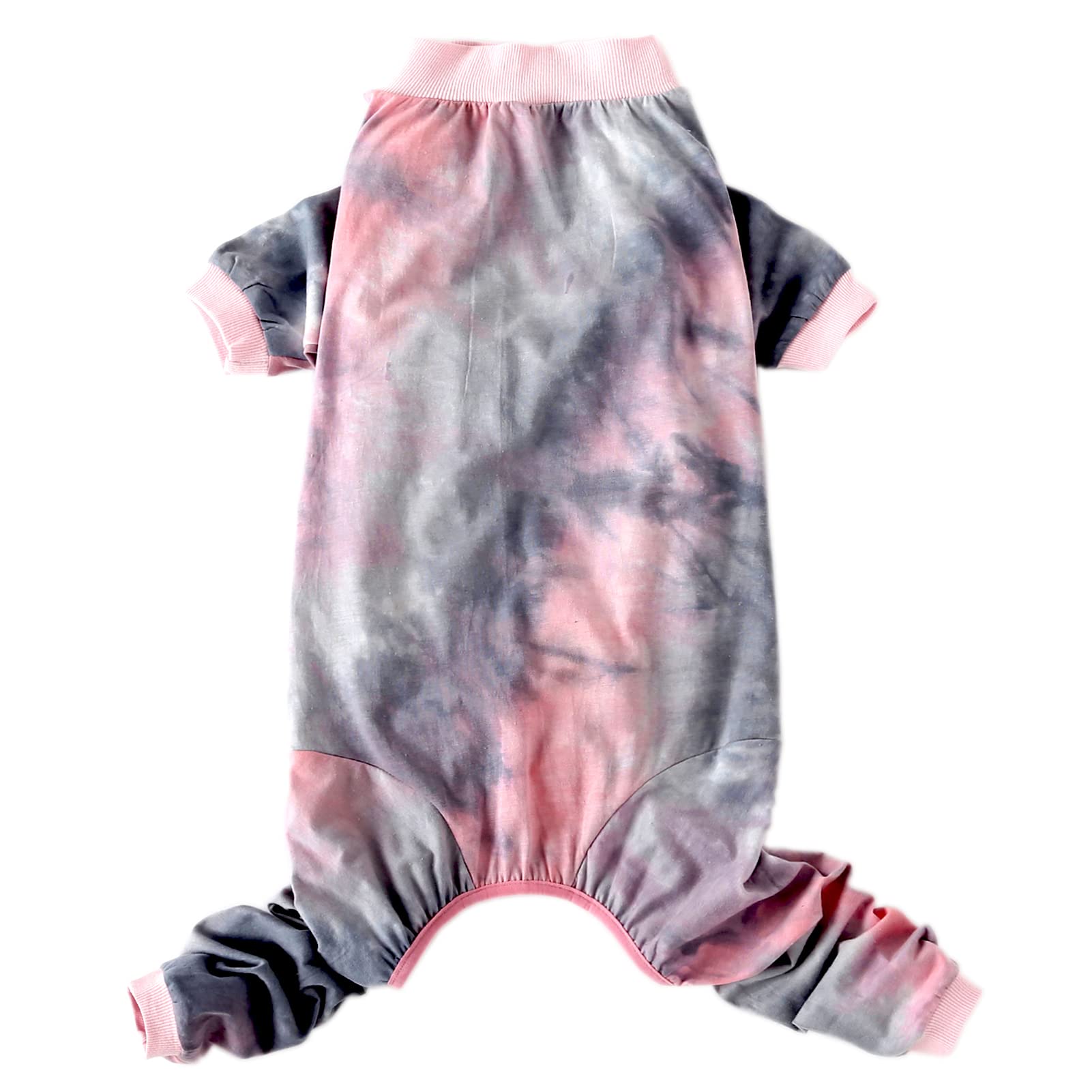 Large Dog Pajamas - Cotton Tie Dye Dog Onesie Jumpsuit | XXL Pink Pet Sleeper Shirts for Full Coverage | Perfect for Indoor Lounging & Cold Weather Comfort