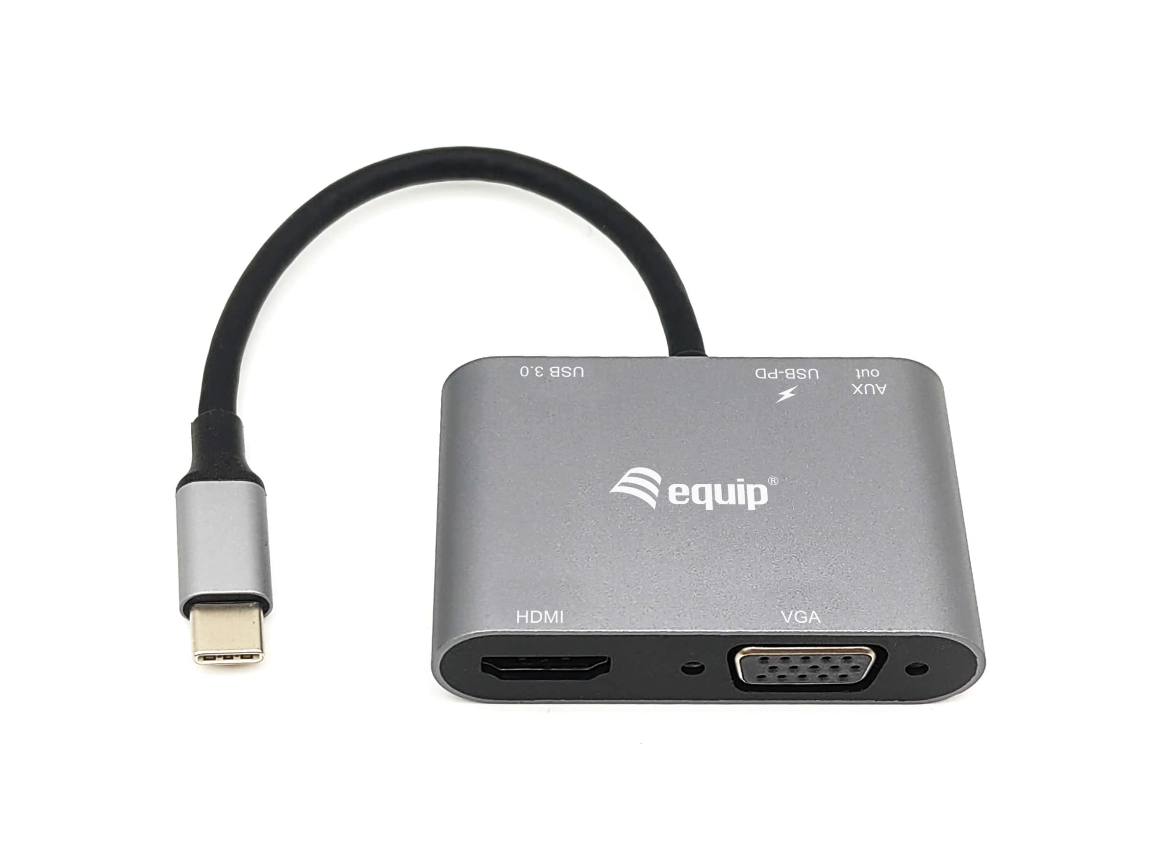 5-in-1 USB-C Hub Multiport Adapter with HDMI 4K, VGA, USB 3.0, 3.5mm AUX & 100W PD Charging - Compatible with MacBook Pro/Air, iPad Pro, Dell XPS, Surface Pro - Perfect for Home Office, Online Classes & Business Travel