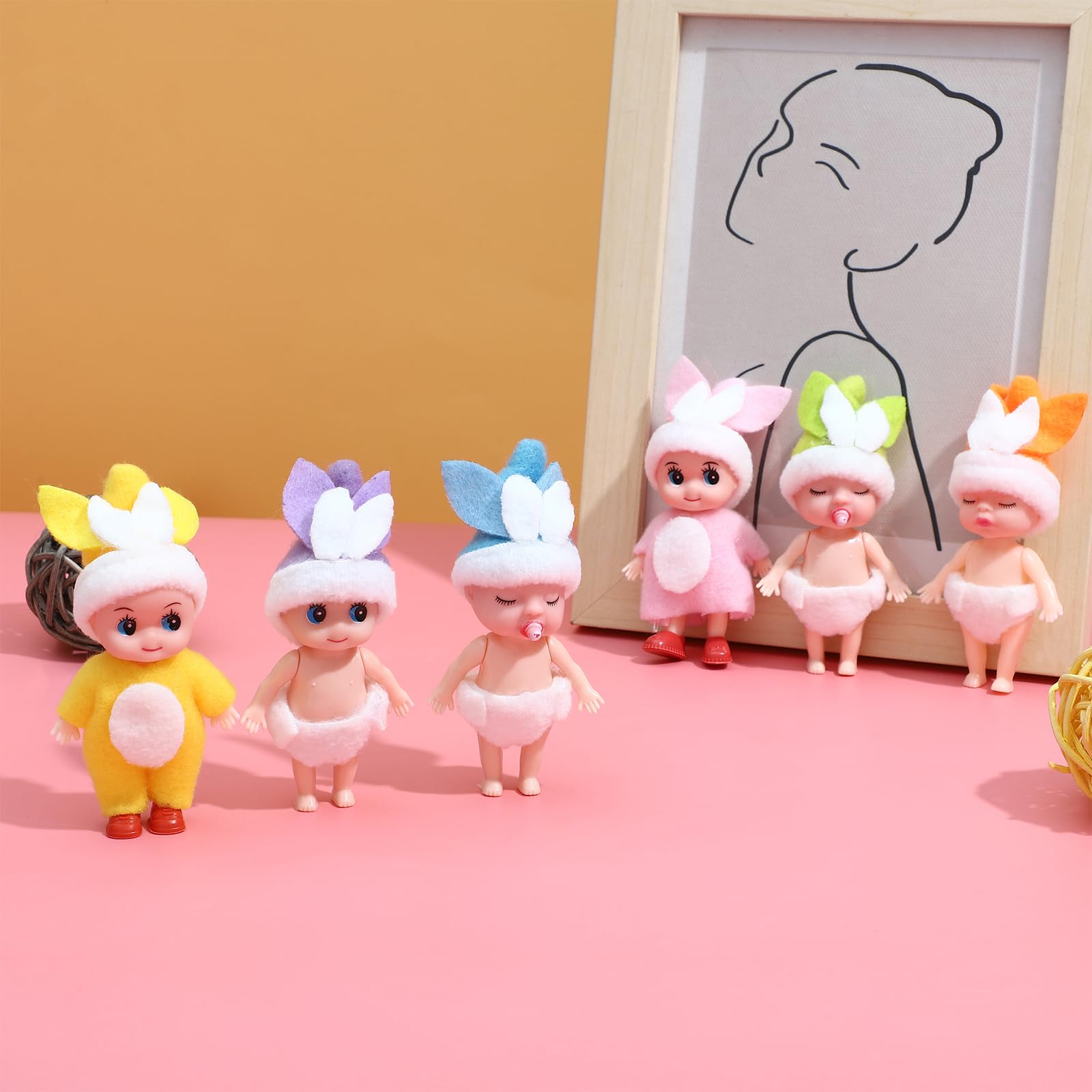 ONEST 6 Sets 4 Inch Mini Dolls for Girls - Cute Collectible Dolls with 6 Handmade Outfits | Perfect for Dollhouse, Birthday Gifts & Kids Pretend Play