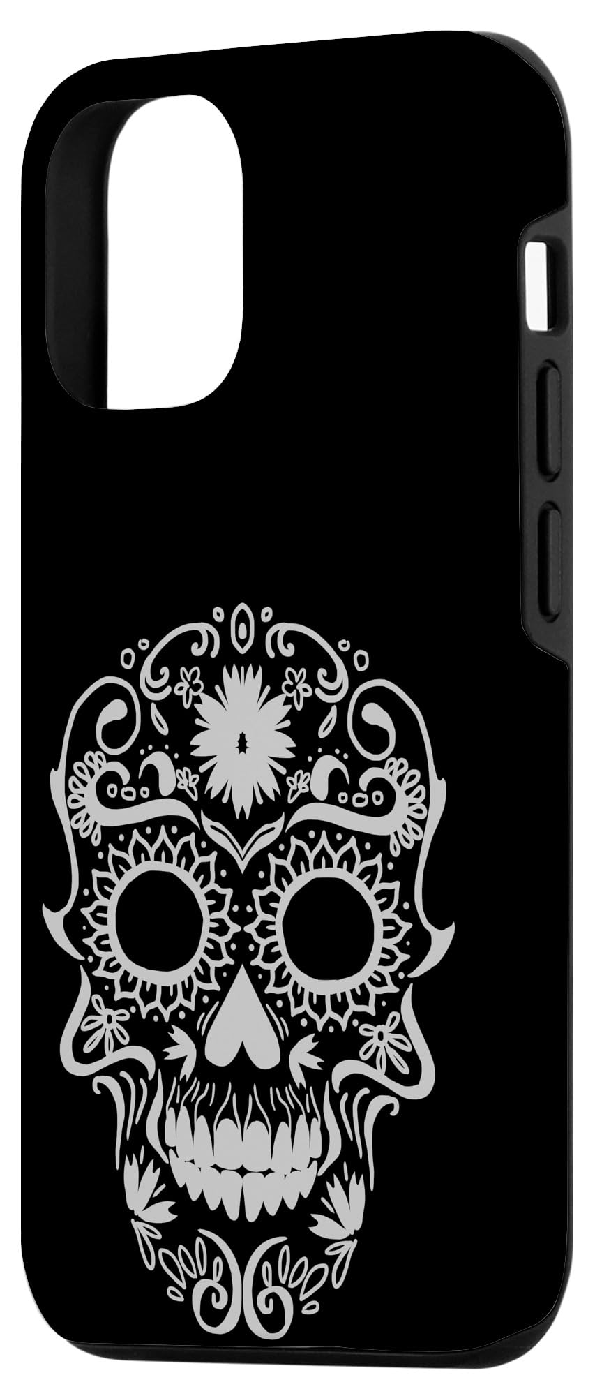 iPhone 12/12 Pro Case - Sugar Skull Floral Design, Cool White Mexican Calavera Protective Phone Cover - Perfect for Day of the Dead Gifts, Halloween, and Unique Fashion Accessories