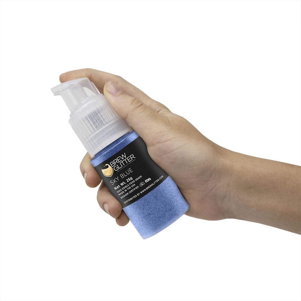 **Edible Glitter for Drinks & Cocktails – Sky Blue Brew Glitter (25g Spray Pump) | Food Grade, Vegan, KOSHER & HALAL Certified | Perfect for Beer, Beverages & Dessert Garnish**