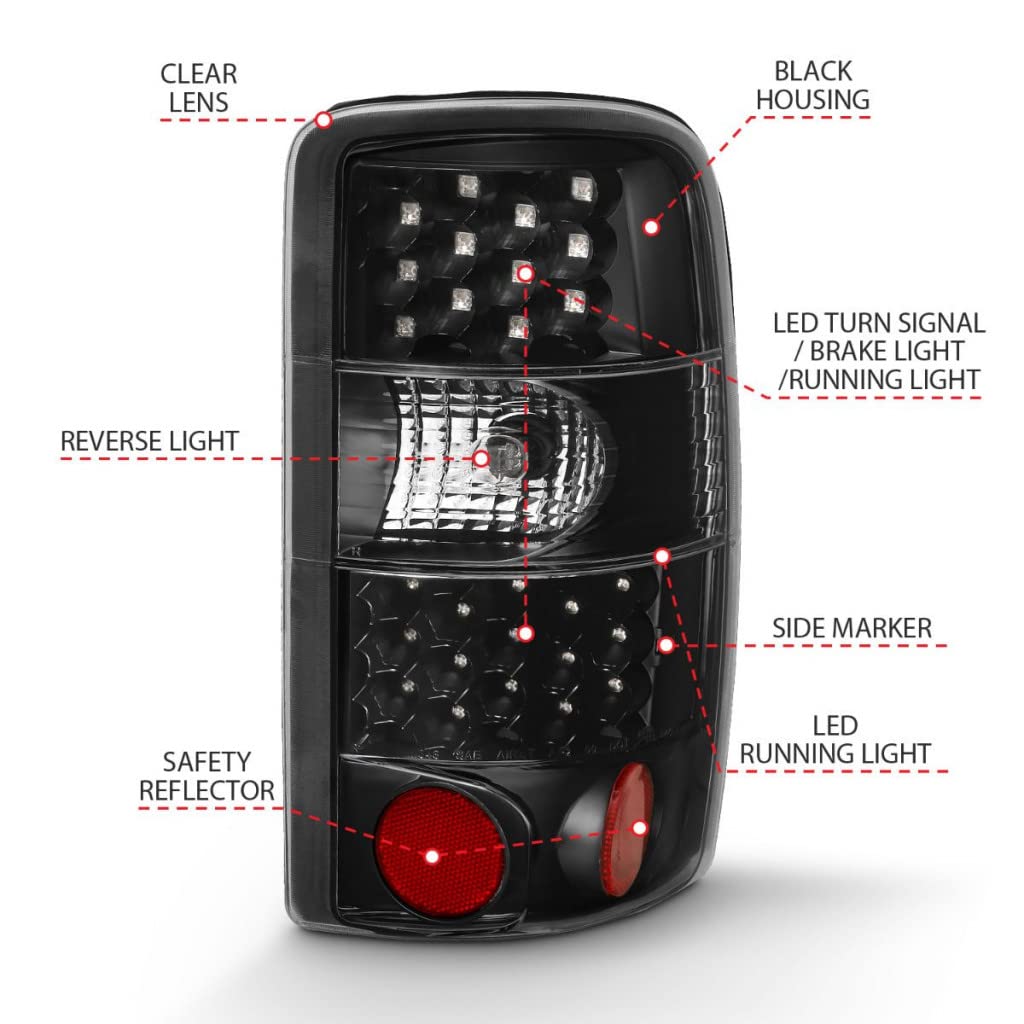 ANZO LED Tail Lights for Chevy Suburban 2500 (2000-2006) - Black/Clear Style (Part #311298) | Upgrade Your Truck's Rear Lighting for Better Visibility & Style