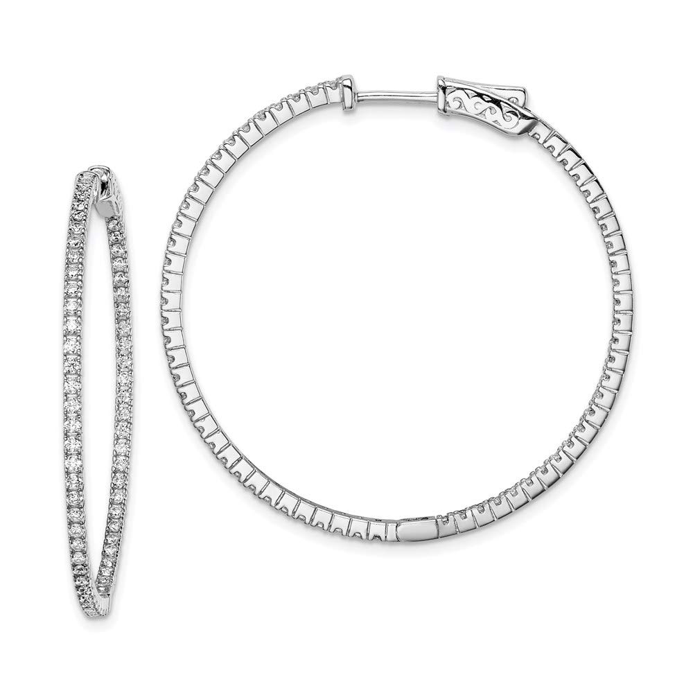 Sterling Silver Cubic Zirconia Hoop Earrings for Women - 38mm & 39mm In & Out Style - Perfect for Everyday Wear, Office & Special Occasions