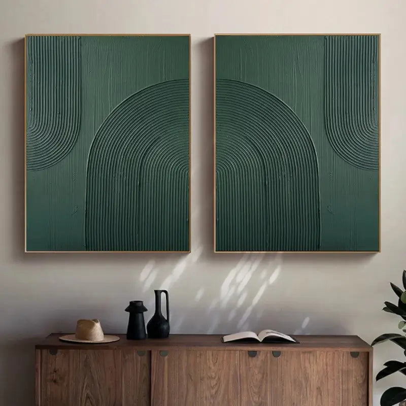 Abstract Tranquility Wall Art Set of 2 - Modern Minimalist Canvas Paintings for Living Room, Bedroom & Office Decor #WS019