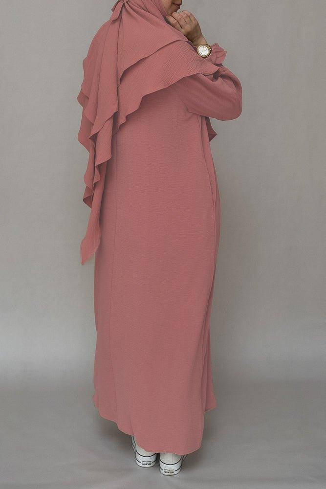 Pinky Prayer Gown Umrah Abaya Dress - Non-Wrinkle Islamic Modest Wear for Women | Perfect for Hajj, Prayer & Special Occasions