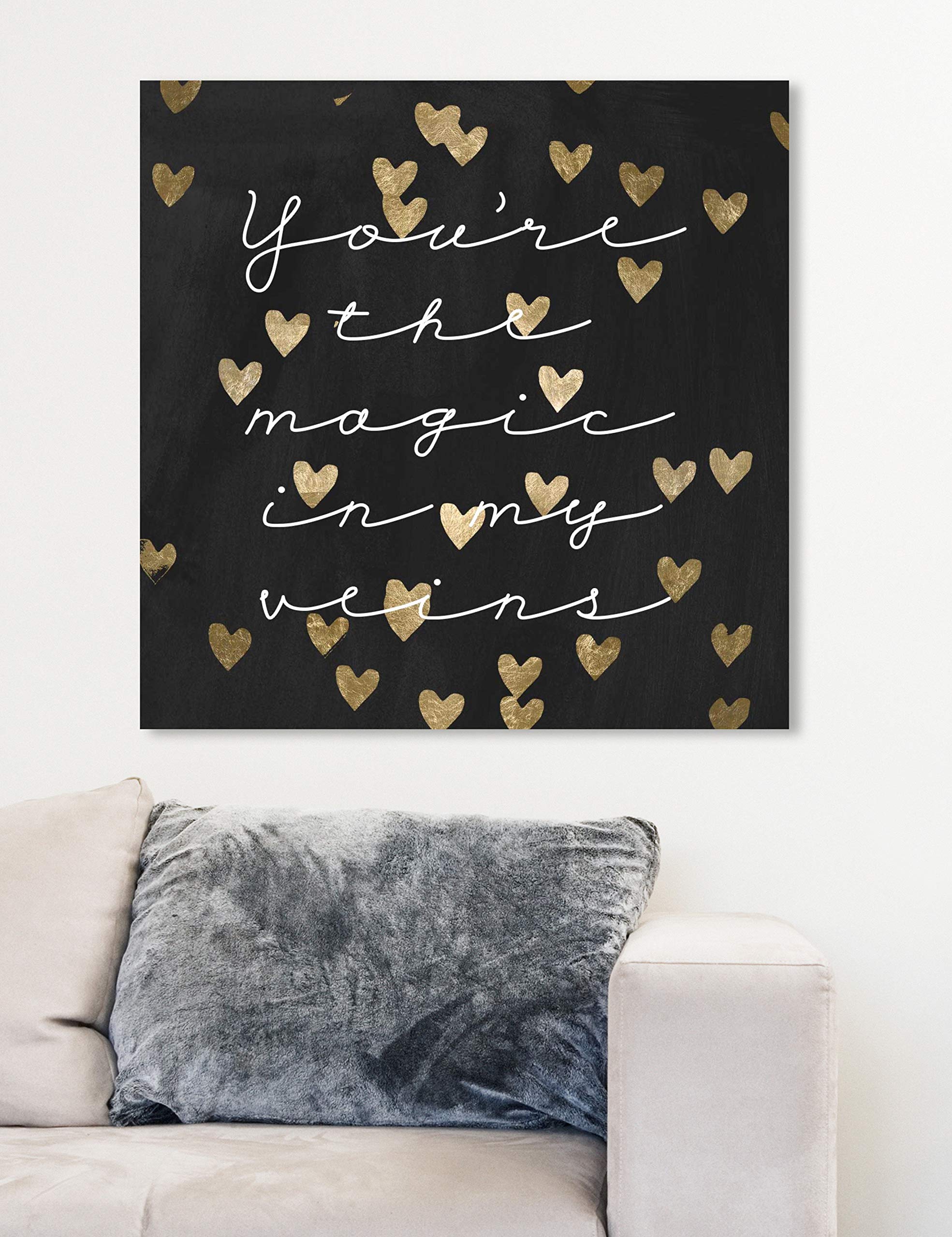 Oliver Gal Artist Co. 'Magic in Me Night' Typography Wall Art - 24x24 Inch Black & Gold Canvas Print for Living Room, Bedroom & Office Decor - Inspirational Quote Home Décor