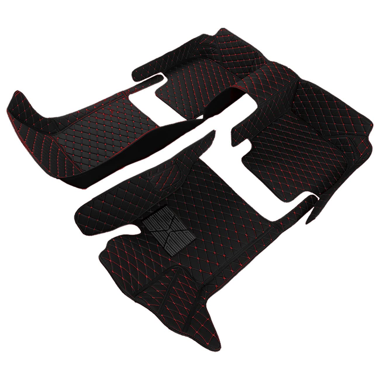 Custom All-Weather Car Floor Mats for Infiniti QX60 2014-2018 - Premium Leather & Carpet Liners (Front & Rear, Black/Red) - Perfect for Daily Commute, Road Trips & Extreme Weather Protection