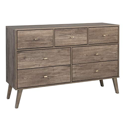 Prepac DBR-1407-1 7-Drawer Dresser in Drifted Gray - Modern Bedroom Storage Furniture for Clothes, Linens & Accessories | Perfect for Home, Dorm & Apartment Organization