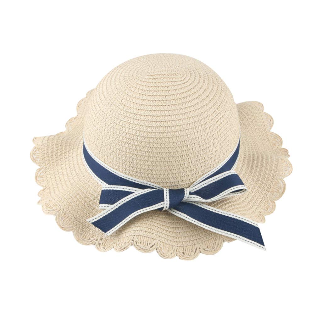 Kids Sun Hats for Girls - Wide Brim Straw Bucket Hat with Bow | SPF 50+ UV Protection Summer Travel Hat | Ages 2-8 Years | Perfect for Beach, Park & Outdoor Activities