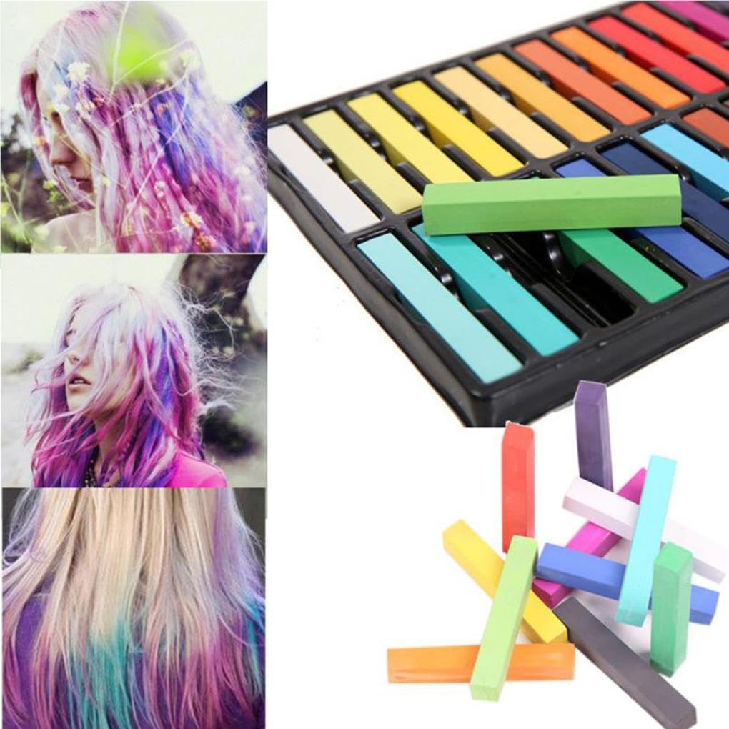 24 Colors Non-Toxic Temporary Hair Chalk Set - Soft Pastel Hair Dye for Women & Girls | Perfect for Parties, Festivals, Halloween & DIY Hair Styling