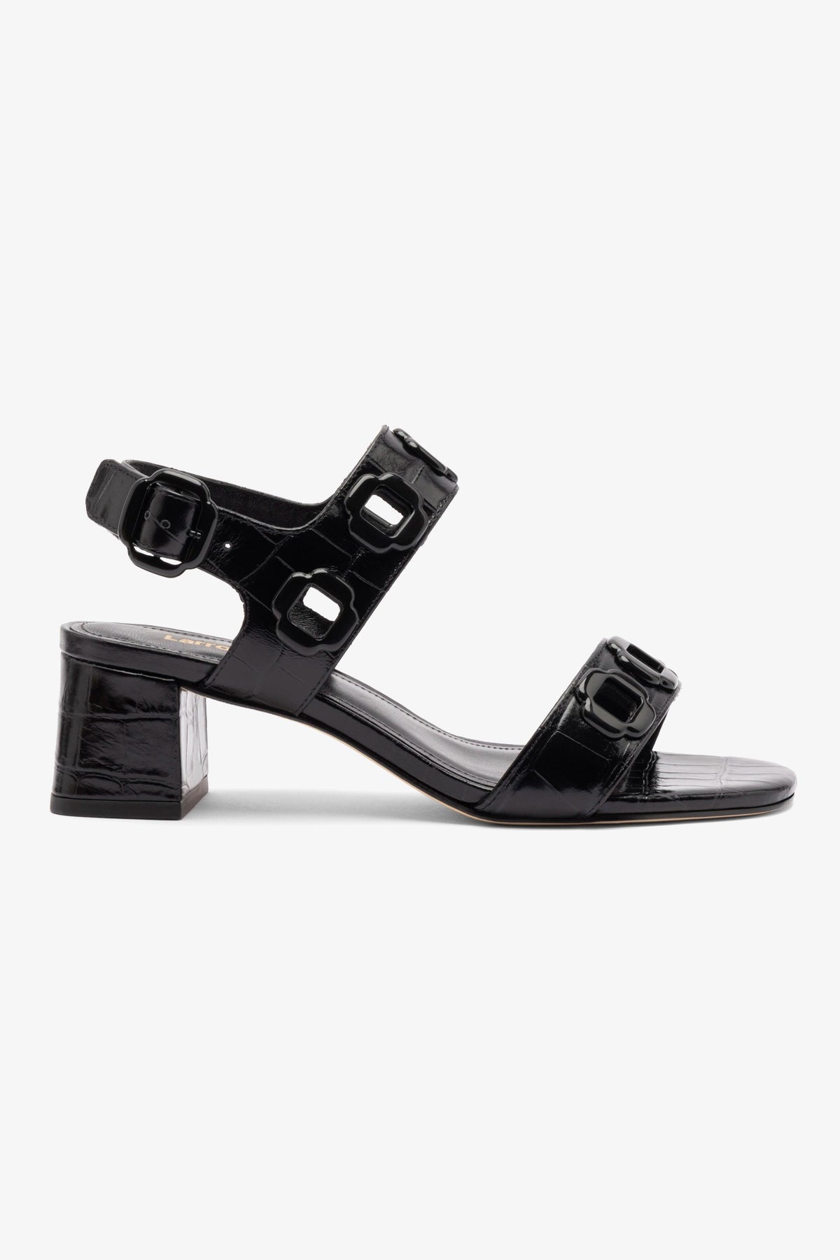 Milan Block Sandal Women's Black Crocodile Print Leather Platform Sandals - Comfortable Summer Shoes for Beach, Vacation & Casual Outfits