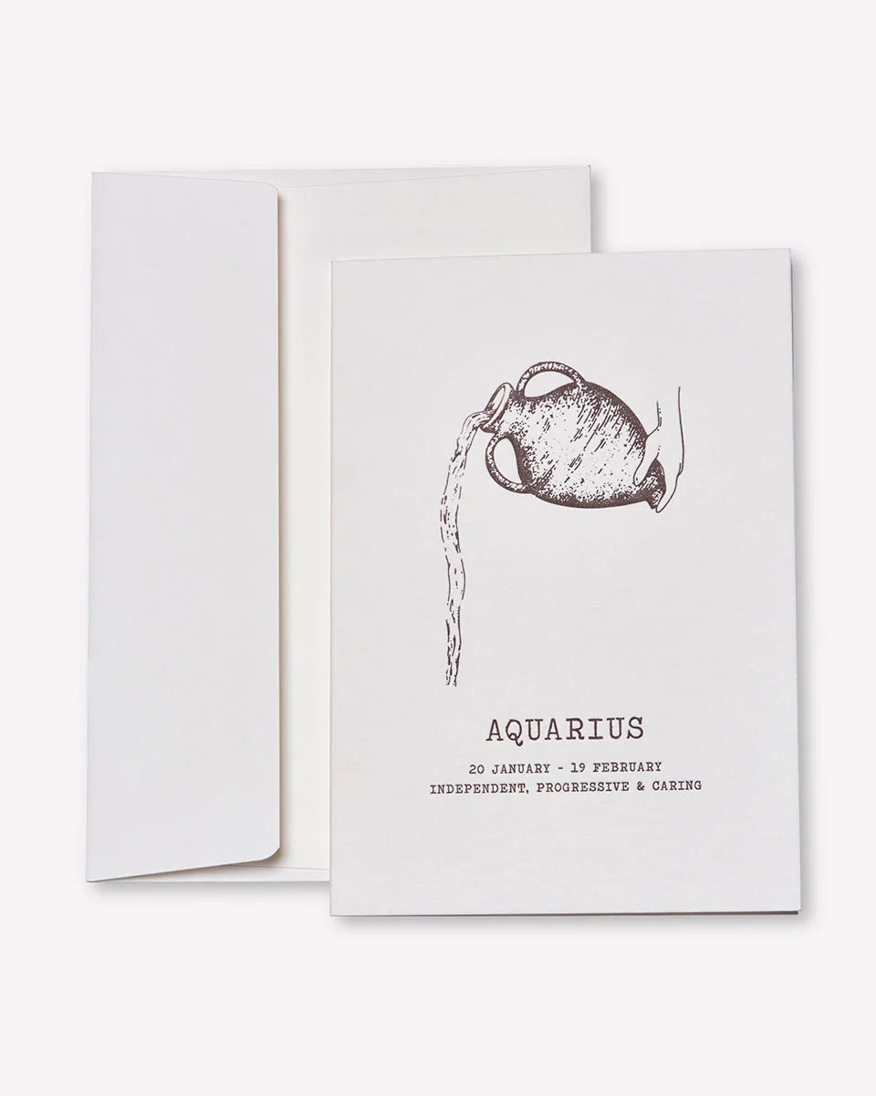 Zodiaque Moon | Aquarius Letterpress Greeting Card - Unique Astrology Birthday Card for Aquarius Zodiac Sign - Perfect for Birthdays, Anniversaries & Special Occasions