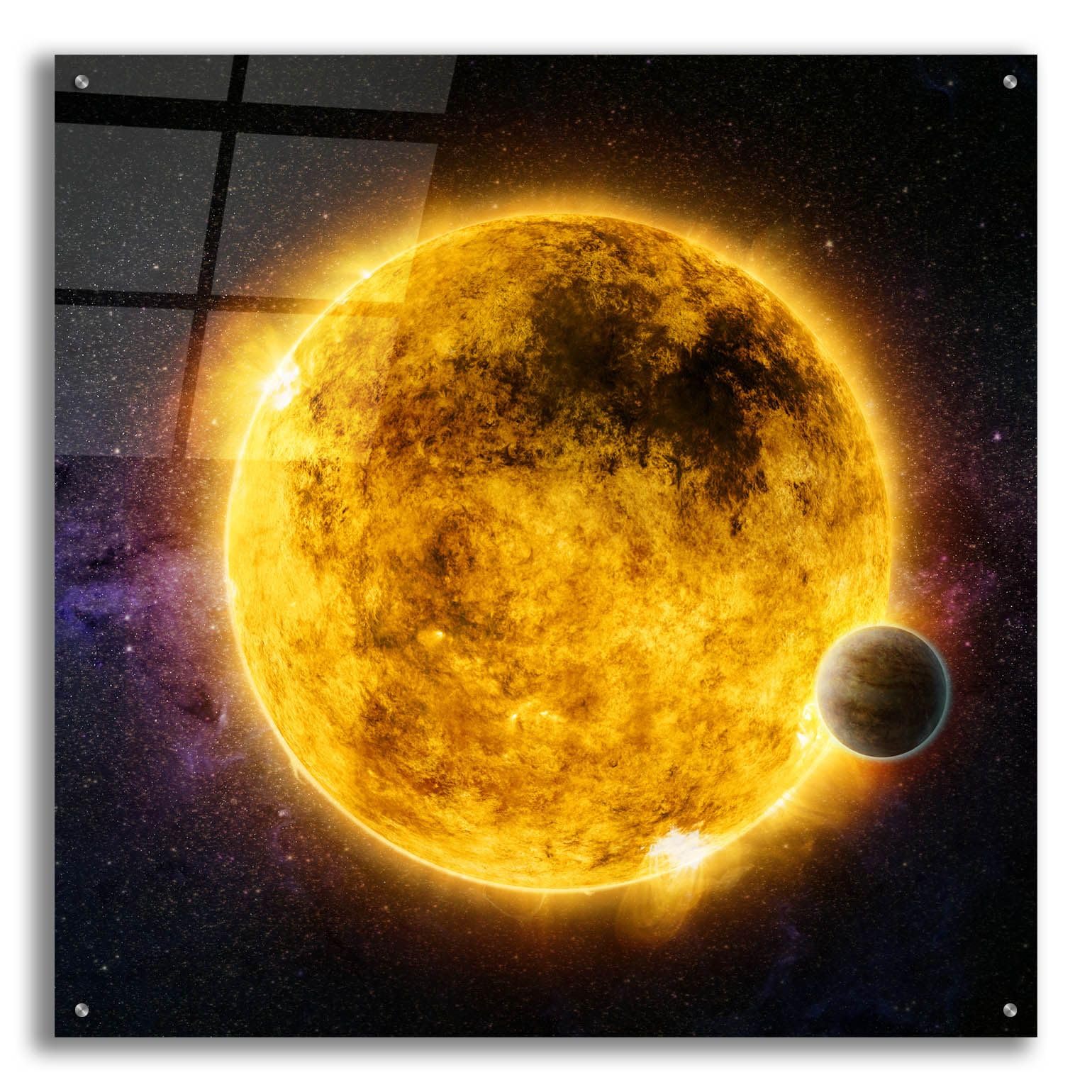 Epic 'Older Sun-Like Star' Acrylic Glass Wall Art - 36x36 Inches Modern Abstract Painting for Living Room, Bedroom & Office Decor