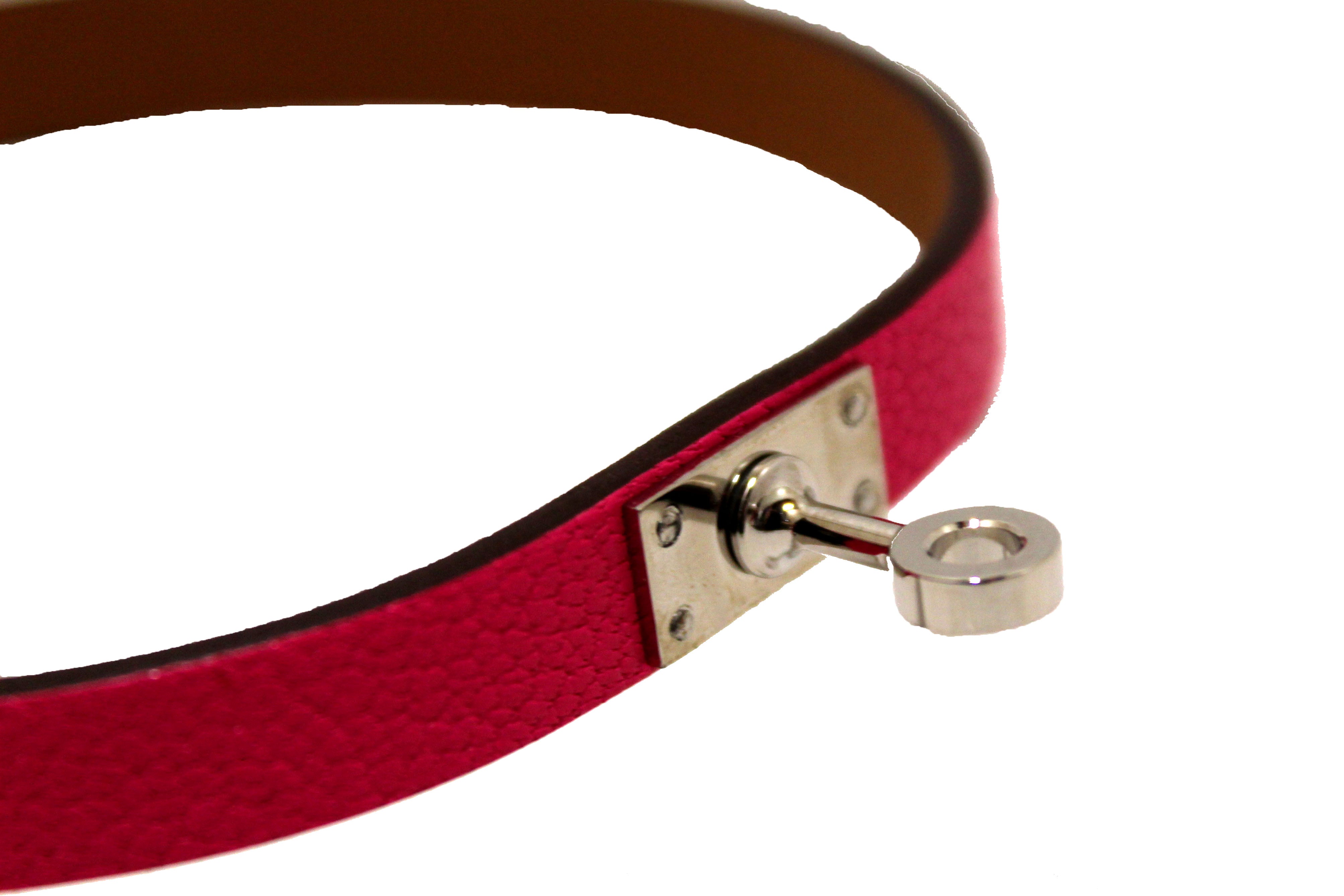 Authentic Hermes Pink Goatskin Leather Mini Kelly Double Tour Bracelet - Luxury Designer Wristlet for Women, Perfect for Parties, Weddings & Everyday Elegance