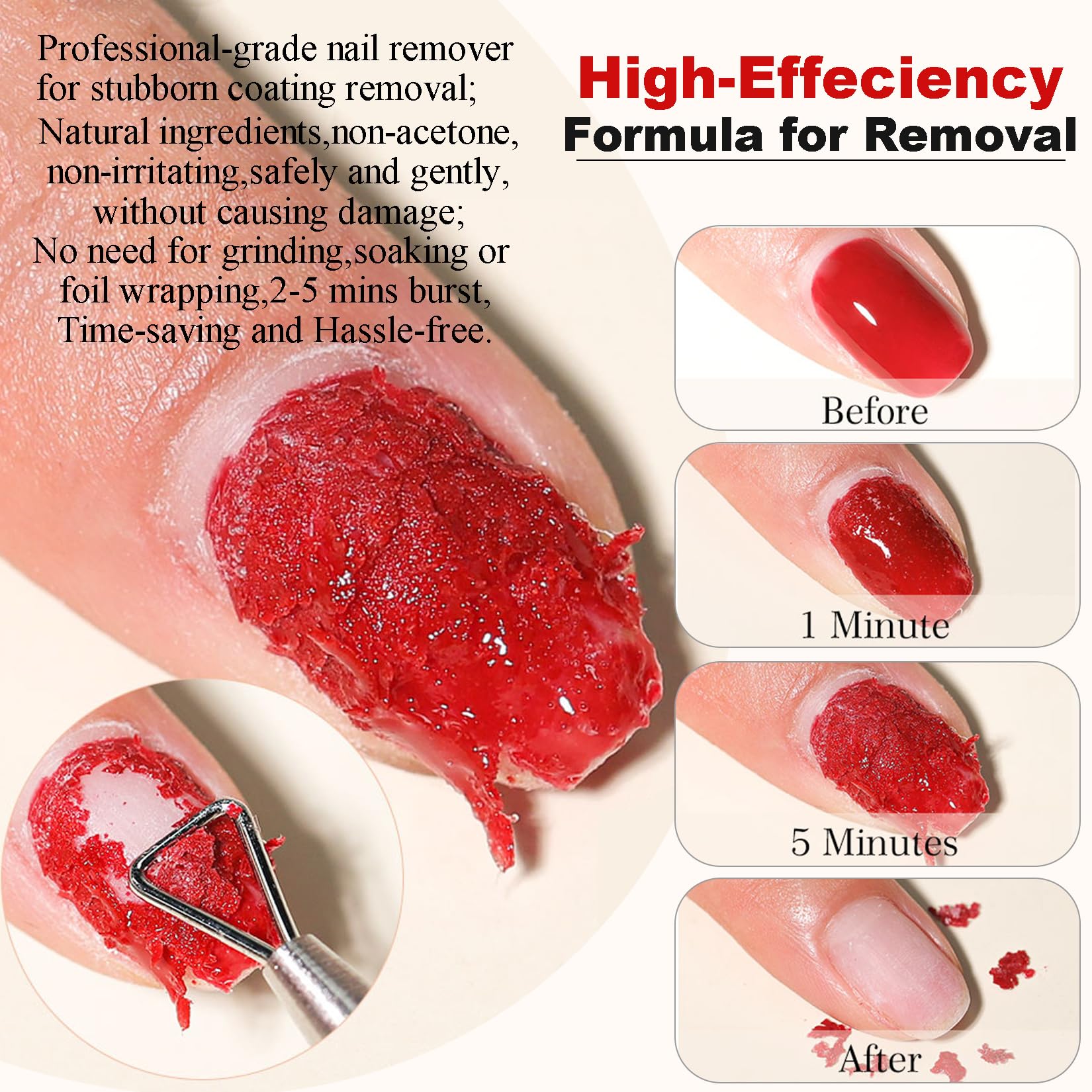 Quick Gel Nail Polish Remover Kit - 3-5 Minutes with Cuticle Oil & Tape for Salon & Home Use