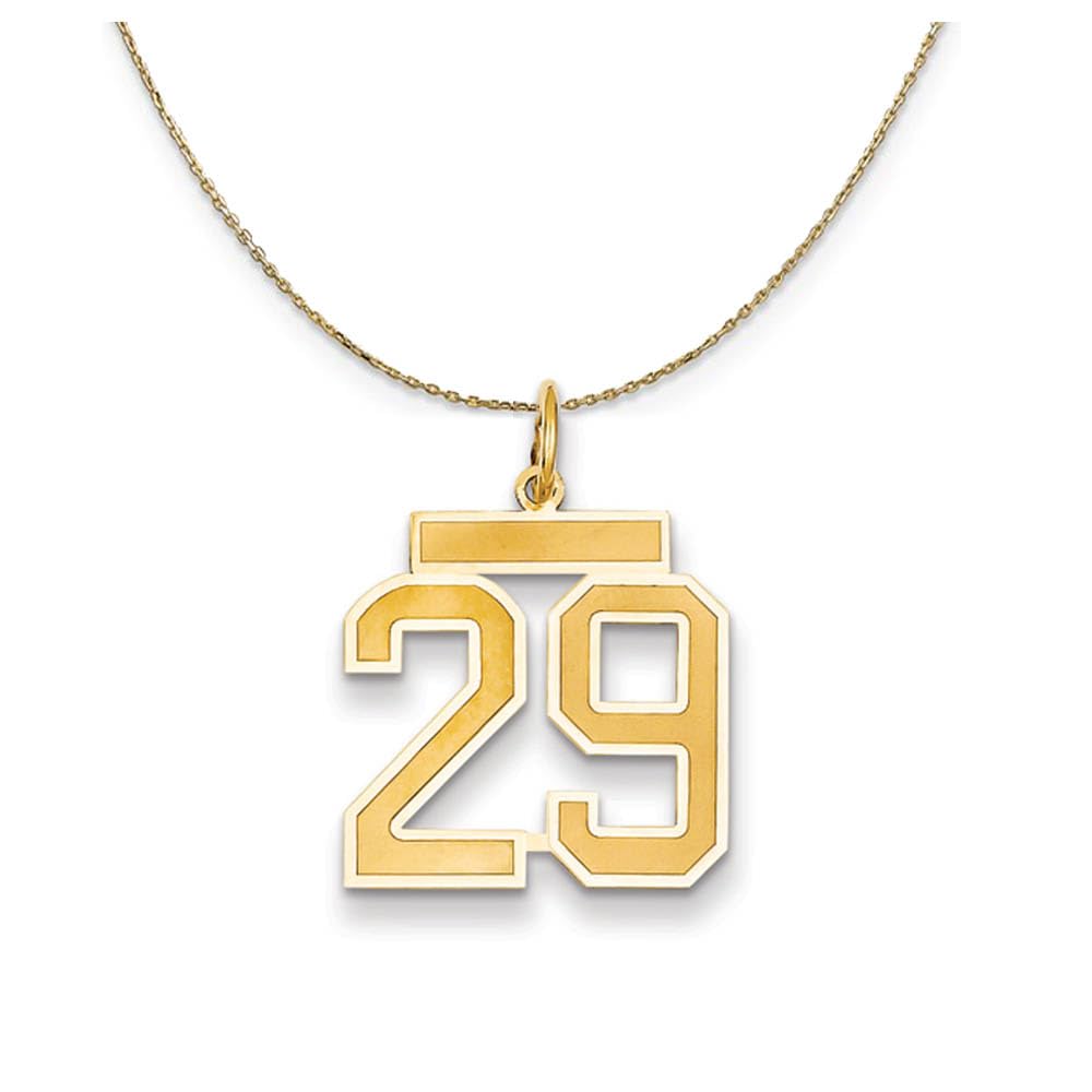 14k Yellow Gold Black Bow Necklace - Elegant Jersey Med Number 29 Jewelry for Women | Perfect for Birthday Gifts, Anniversaries & Special Occasions