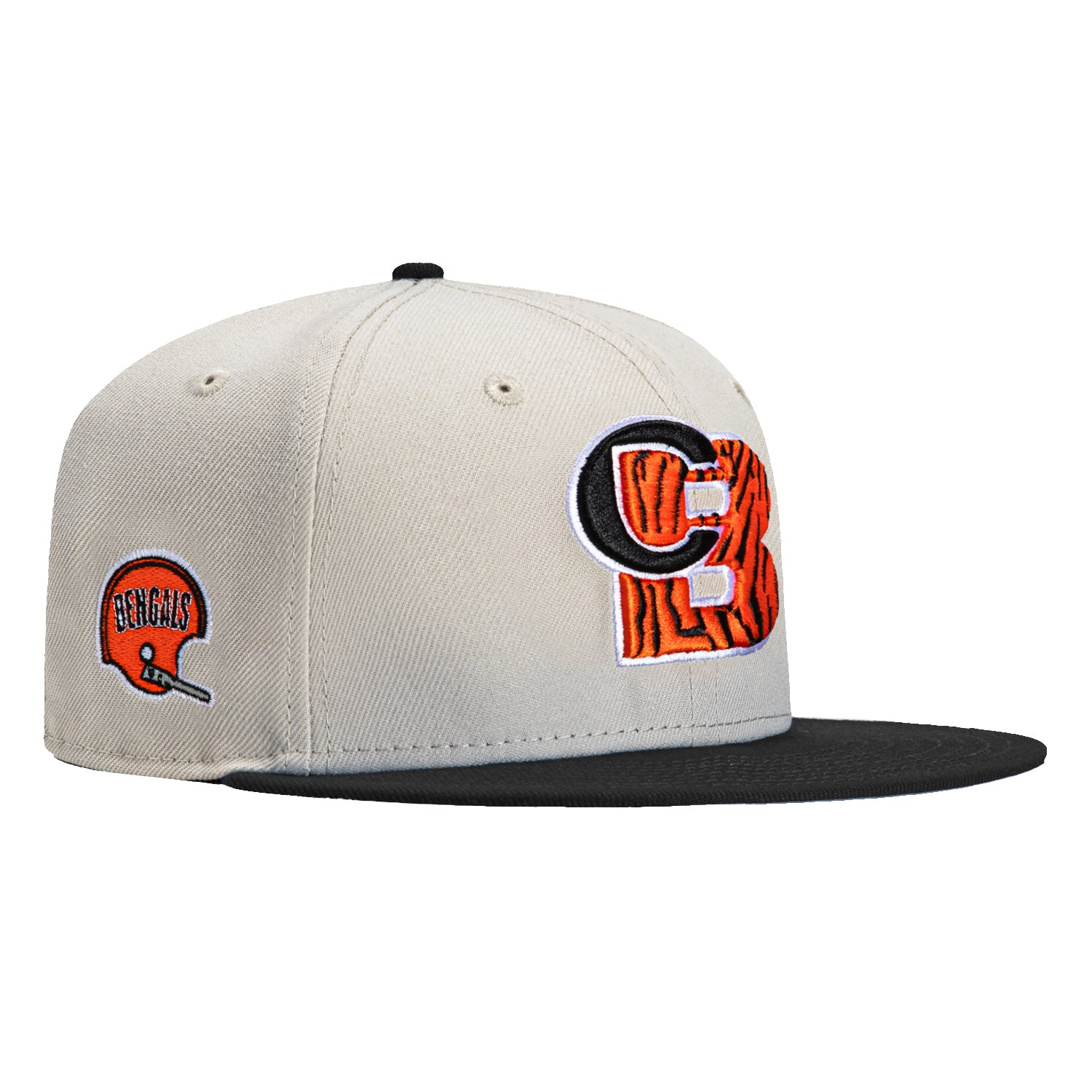New Era 59Fifty Cincinnati Bengals Logo Patch Snapback Hat - Black Stone Dome Cap for Men & Women - Perfect for NFL Games, Streetwear & Sports Fan Fashion