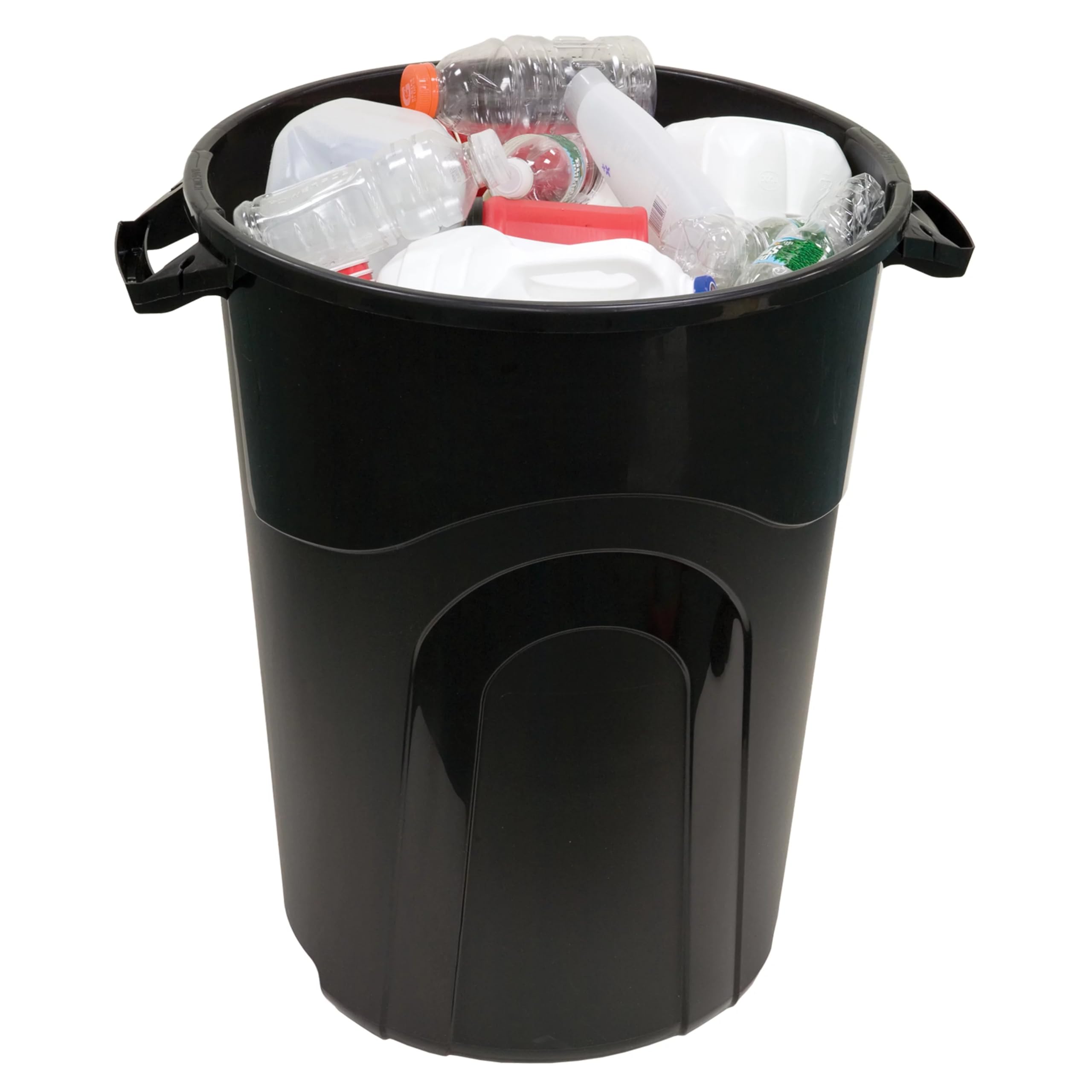 32 Gallon Heavy Duty Plastic Trash Can with Lid - Durable Outdoor/Indoor Garbage Bin for Home, Office, Garage & Yard Waste Disposal - Black