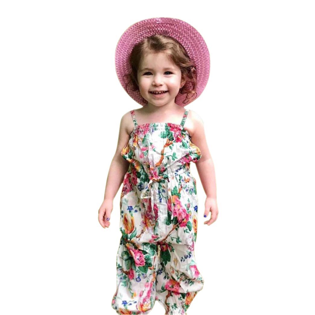 **Moonker Baby Girls Floral Print Sleeveless Romper Jumpsuit - Soft Summer Outfit for Infants & Toddlers - Perfect for Playdates, Beach Trips & Outdoor Adventures**