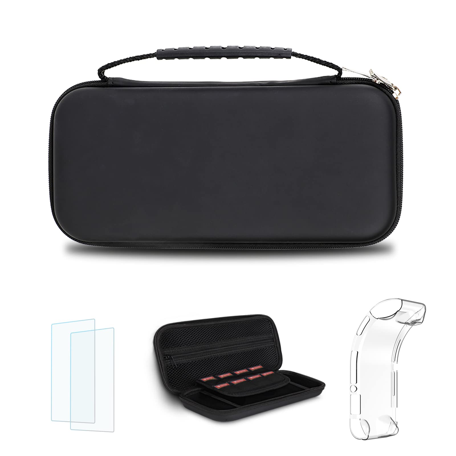 Simpeak Switch Lite Travel Carrying Case - Hard Shell Protective Storage Bag for Nintendo Switch Lite Console & Accessories - Includes Tempered Glass Screen Protector & Silicone Cover - Perfect for Gaming On-The-Go, Travel Protection for Boys & Girls (Black)
