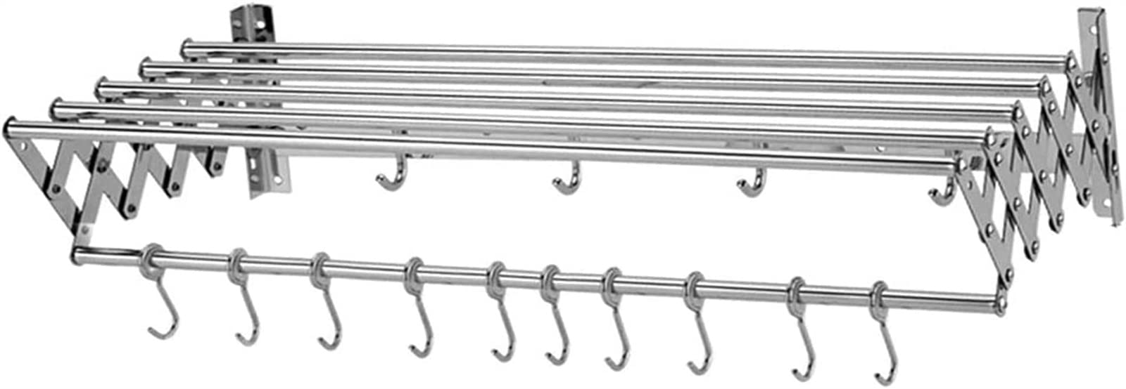 Space Saving Wall Mounted Folding Clothes Drying Rack - 80cm Multi-Purpose Airer for Towels, Coats & Suits with 10 Hooks - Perfect for Small Apartments, Bedrooms & Laundry Rooms
