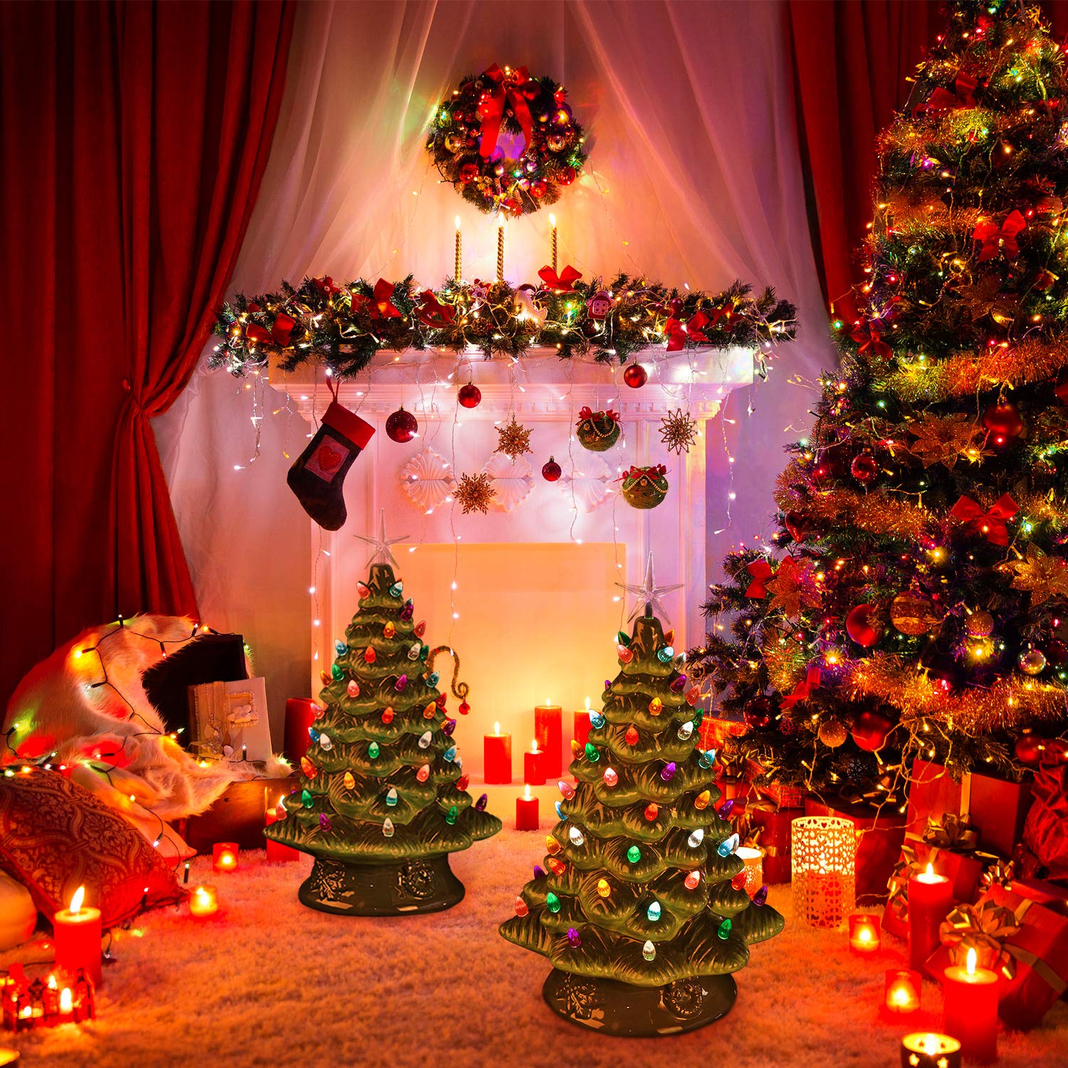 300 Pieces Clear Plastic Christmas Tree Bulbs - Shatterproof Ceramic-Style Light Decorations for Holiday Tree Ornaments | Perfect for Indoor/Outdoor Christmas Decor, Party & Home Festive Lighting