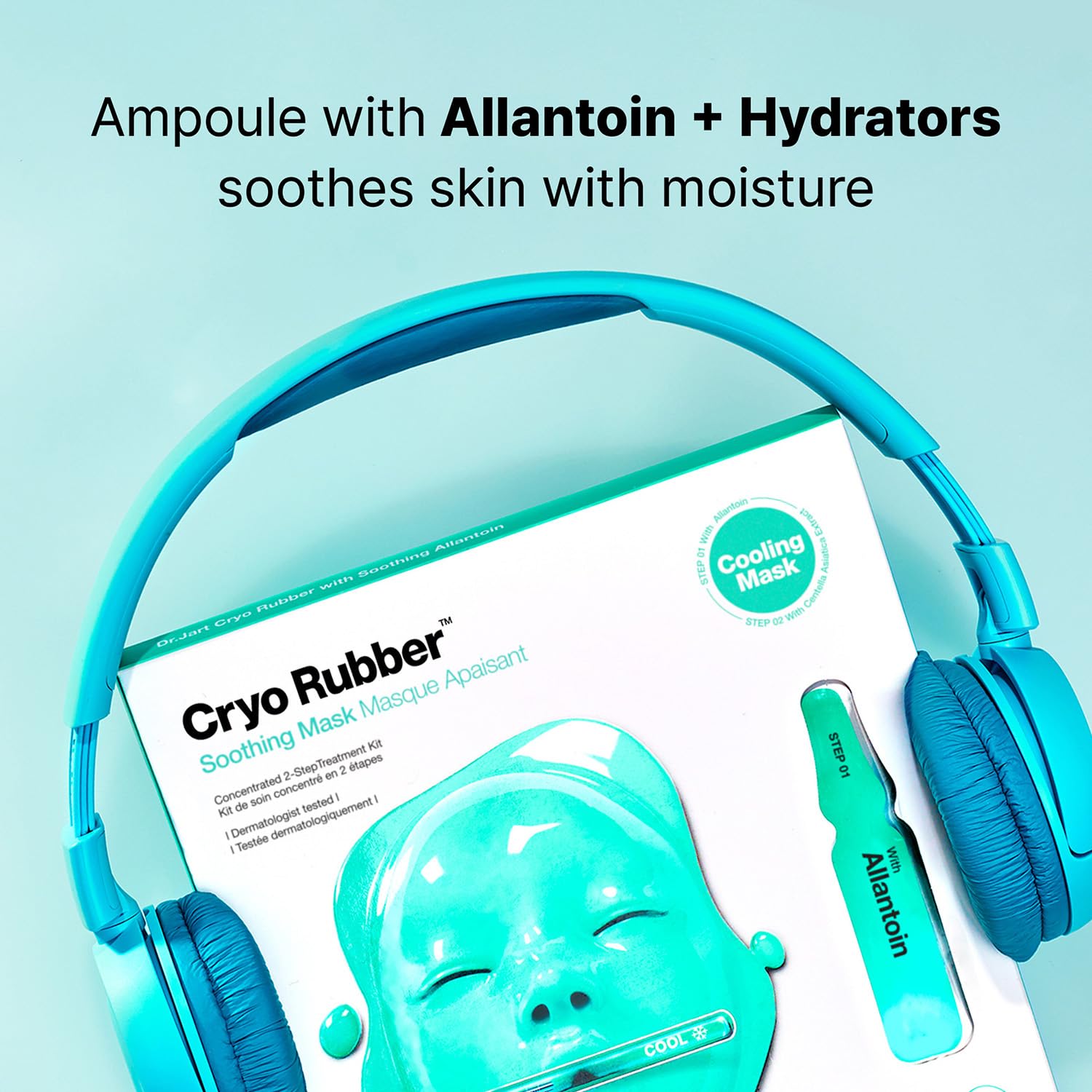 Dr.Jart+ Cryo Rubber Soothing Face Mask for Hydration & Redness Relief | Korean Skincare Sheet Mask | 1 Pack | Perfect for Post-Workout, Travel & Dry Skin Care Routine