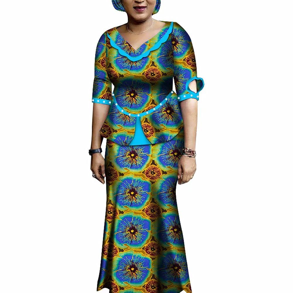 Stylish African Ankara Two Piece Set for Women - Half Sleeve Traditional Dress Plus Size Outfit | Perfect for Cultural Events, Weddings & Summer Fashion