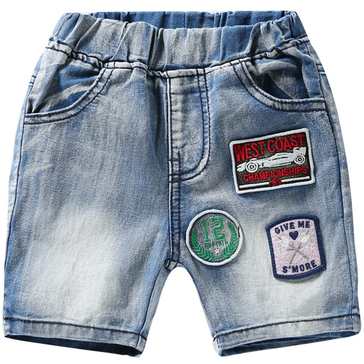 **Boys' Ripped Denim Shorts with Cargo Pockets - Summer Casual Letter Print Jeans for Toddlers - Perfect for Playdates, Outdoor Adventures & Everyday Wear**