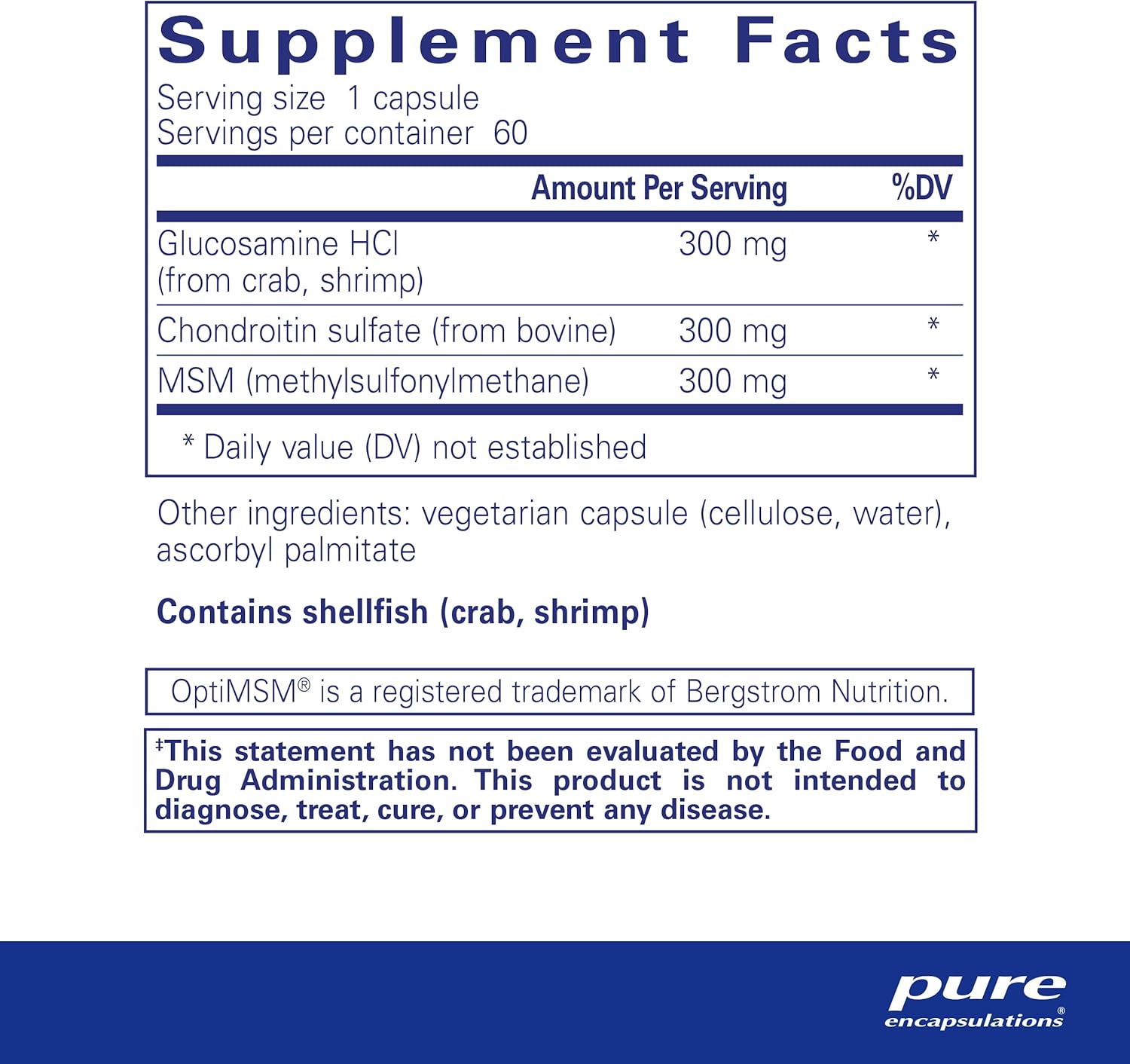 Pure Encapsulations Glucosamine Chondroitin with MSM Supplement - Joint Support for Active Lifestyles & Sports Recovery