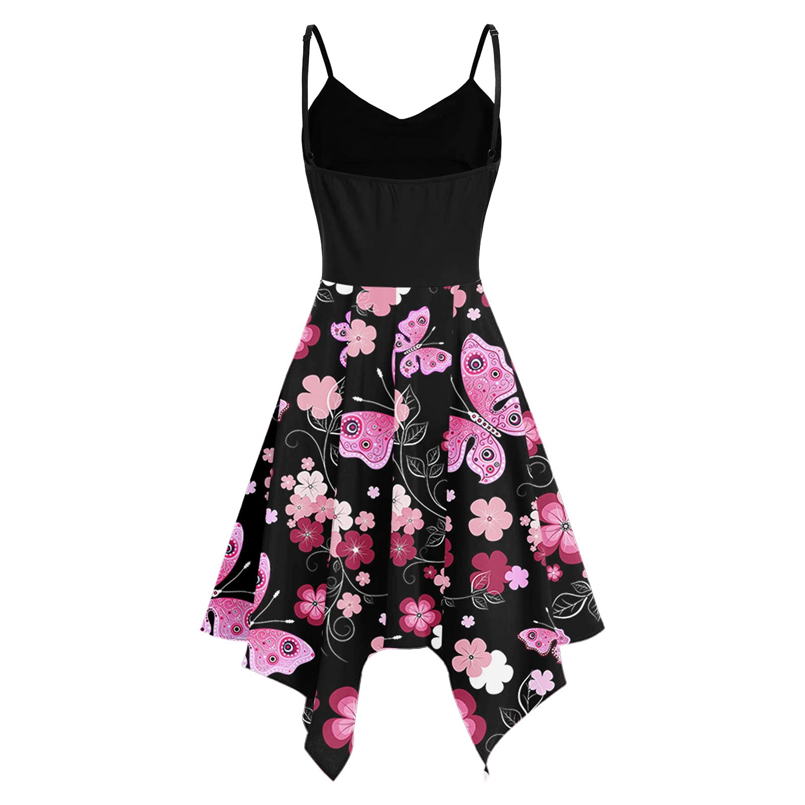 Women's Plus Size Summer Maxi Dress with Sunflower Print - Asymmetric Camis Handkerchief Design for Beach, Vacation & Outdoor Events