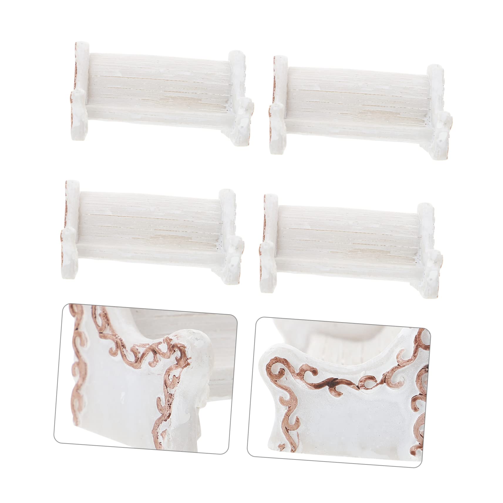 BESPORTBLE 8-Piece White Resin Garden Chair Set - Miniature Dollhouse Furniture, Outdoor Bench & Sofa Decor for Fairy Gardens, Terrariums, and DIY Craft Projects