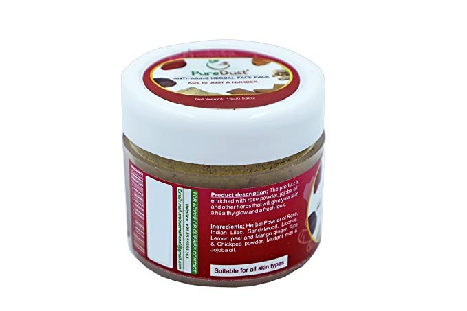 PureDust Anti-Aging Herbal Face Mask - 15g Natural Skincare for Wrinkles & Fine Lines - Perfect for Daily Facial Care & Spa Nights