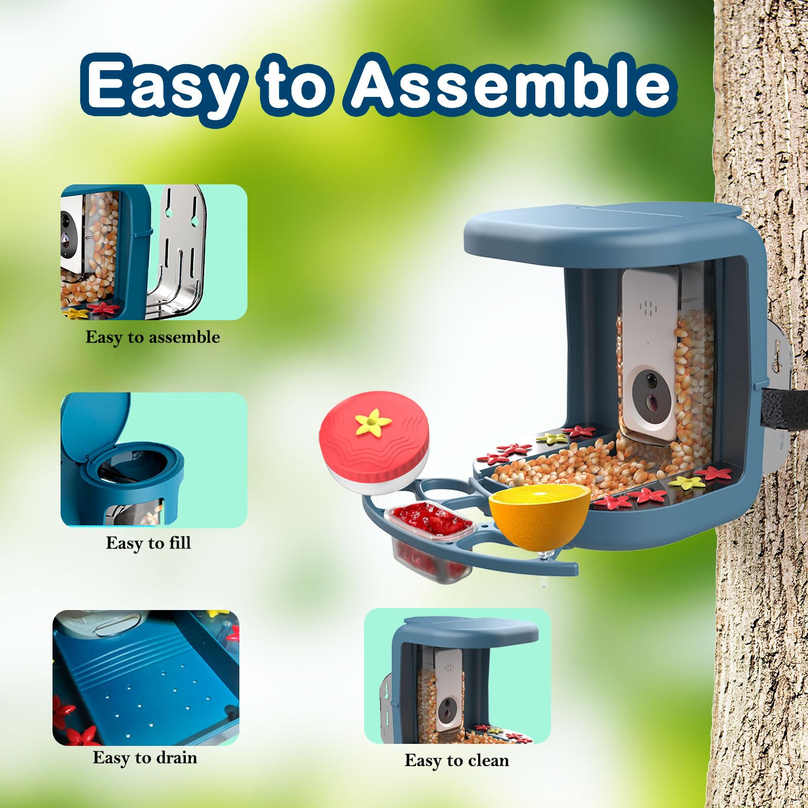 Smart Solar Powered Bird Feeder with 2K Camera - AI Bird Species Identification, Instant Alerts & DIY Add-ons - 2-in-1 Hummingbird Feeder Camera - Perfect Gift for Bird Watchers - Ideal for Backyard Birdwatching & Nature Observation