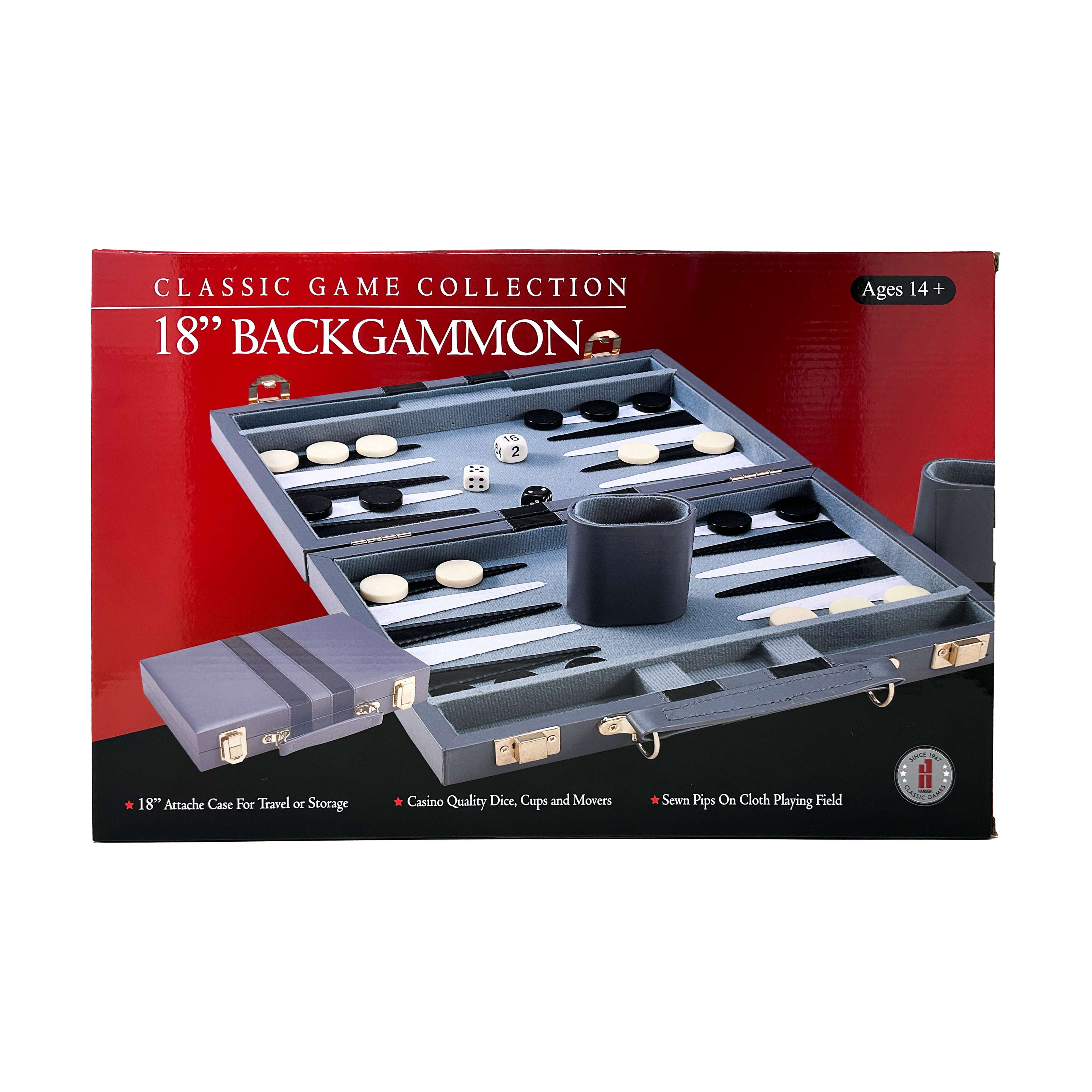 Premium 18-Inch Deluxe Backgammon Set - Classic Wooden Board Game with Carrying Case | Perfect for Family Game Nights, Travel & Home Decor