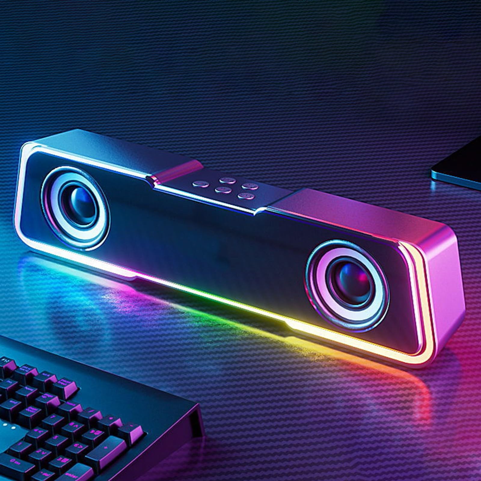 Premium Wireless Bluetooth 5.3 Speaker with HiFi Stereo Sound & Colorful LED Lights - Powerful Dual Channel Subwoofer Soundbar for Home, Parties, Outdoor Camping & Beach Adventures