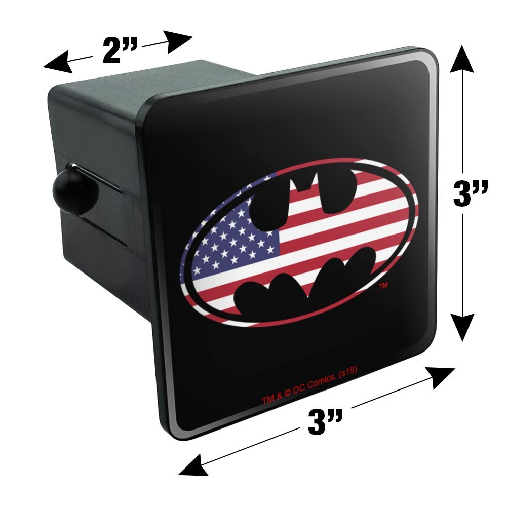 Batman USA American Flag Shield Logo Trailer Hitch Cover Plug - Durable Car Accessory for Trucks & SUVs - Perfect for Road Trips & Patriotic Displays