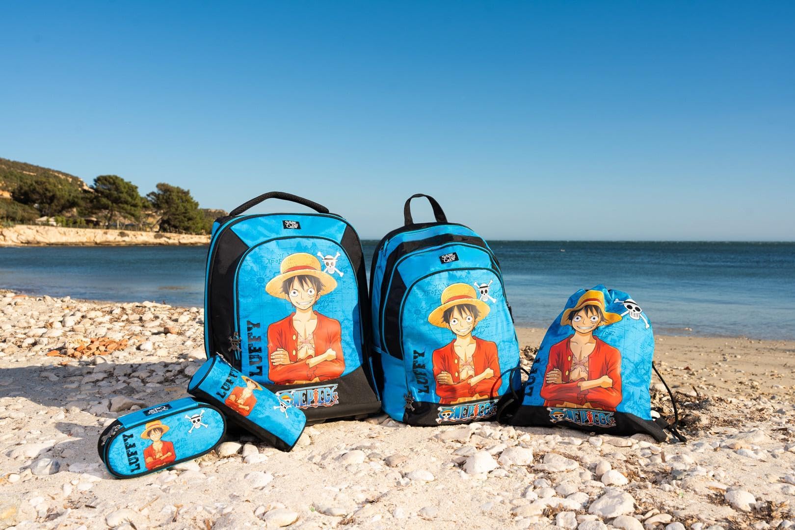 Official ONE PIECE School & Office Trolley Backpack - Adjustable Handle, Detachable Wheels, Padded & Adjustable Shoulder Straps, Large Main Compartment, Front Pocket, Zipper Closures, 36x47x23cm - Perfect for School, Travel & Work Commutes