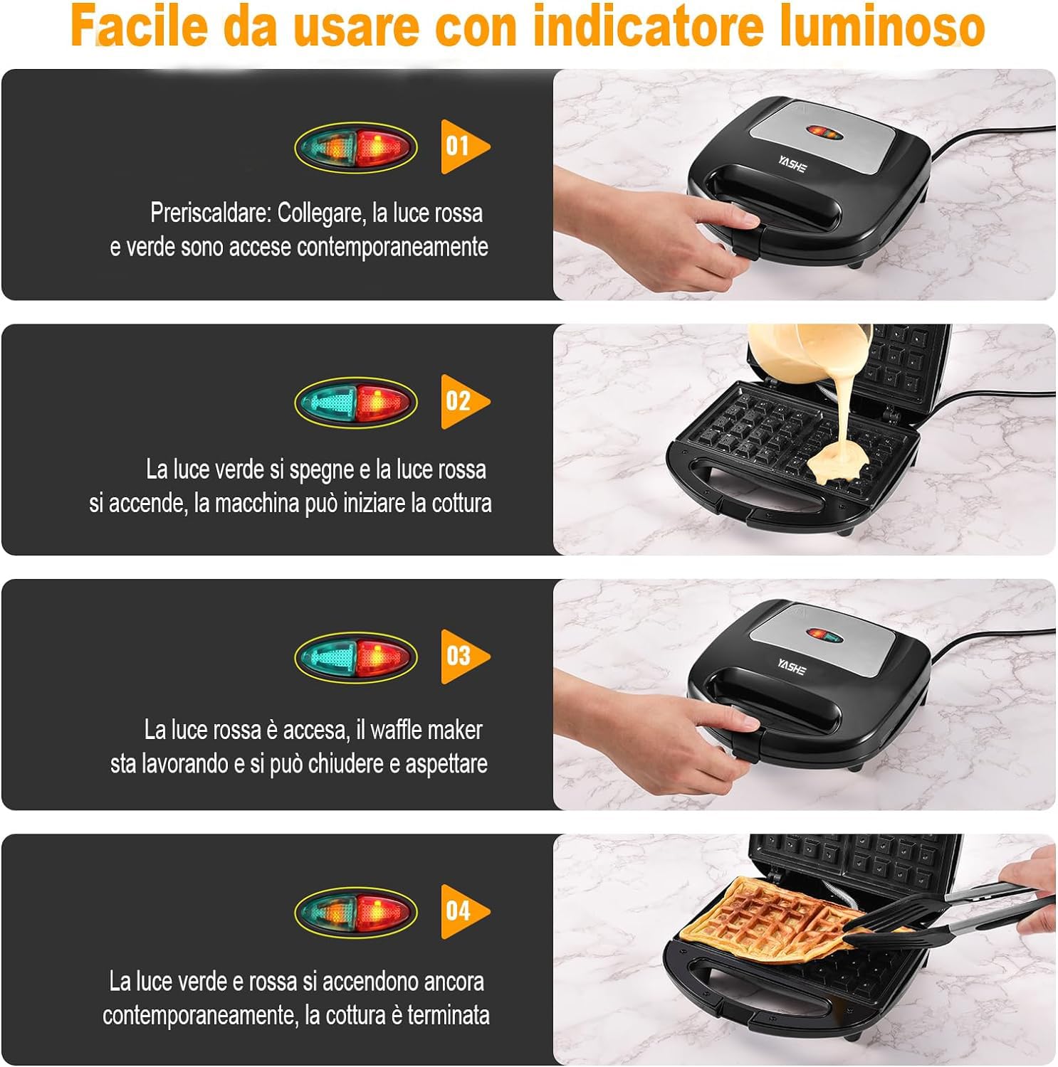 Non-Stick Electric Waffle Maker 750W - Automatic Temperature Control, LED Indicators, BPA-Free (Black) - Perfect for Breakfast, Brunch & Family Gatherings