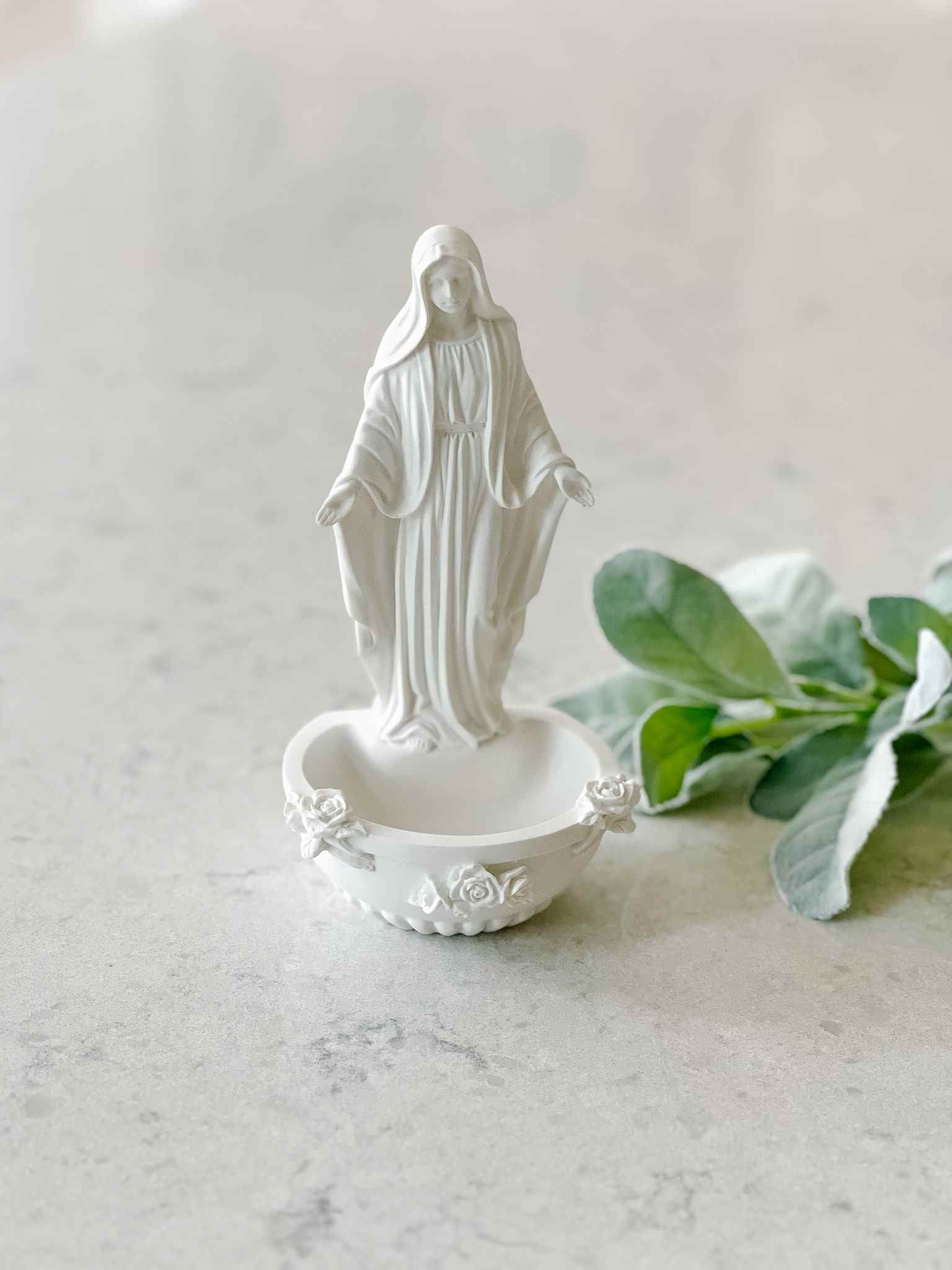 Our Lady of Grace Holy Water Font - Religious Home Decor for Prayer & Blessings - Perfect for Church, Home Altar & Catholic Gifts