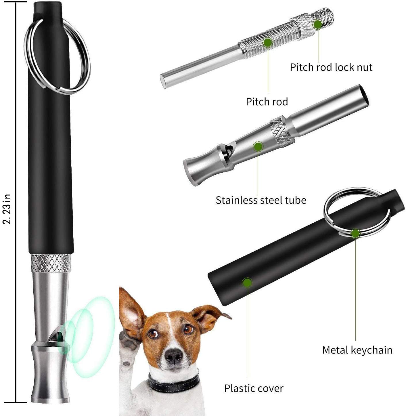 2 Pack Adjustable Ultrasonic Silent Dog Whistle - Professional Dog Training Tool to Stop Barking & Recall Training with Lanyard - Perfect for Neighbor's Noisy Dogs, Outdoor Adventures & Obedience Classes