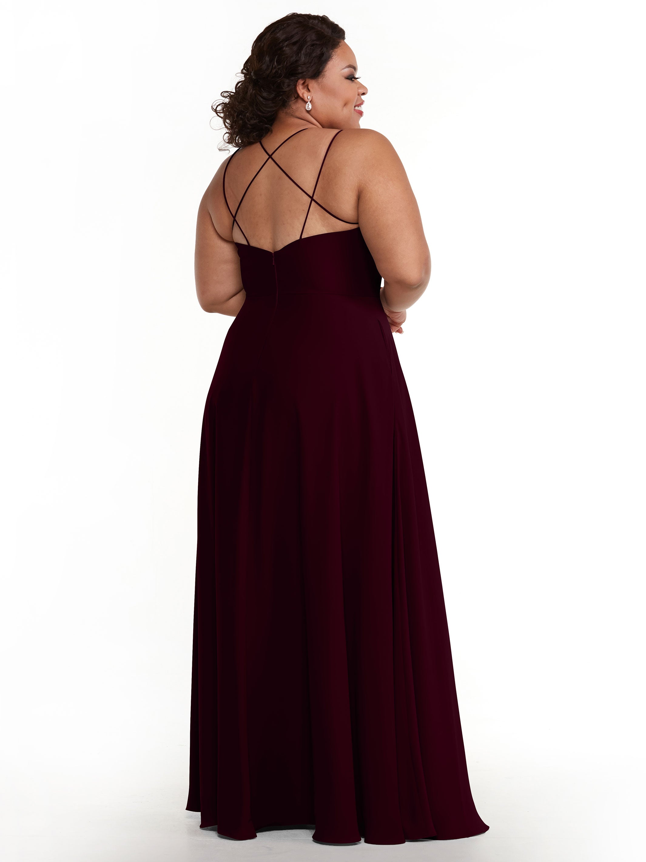 Elegant 83024 Stretch Chiffon A-Line Bridesmaid Dress with Pockets - Perfect for Weddings, Formal Events & Special Occasions