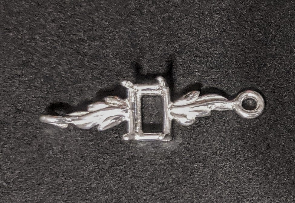 Solid Sterling Silver or 14kt Gold Leaf Bracelet Link for 7x5mm & 10x8mm Emerald Cut Gemstones - Custom DIY Jewelry Making Supplies for Handmade Bracelets, Necklaces & Personalized Gifts