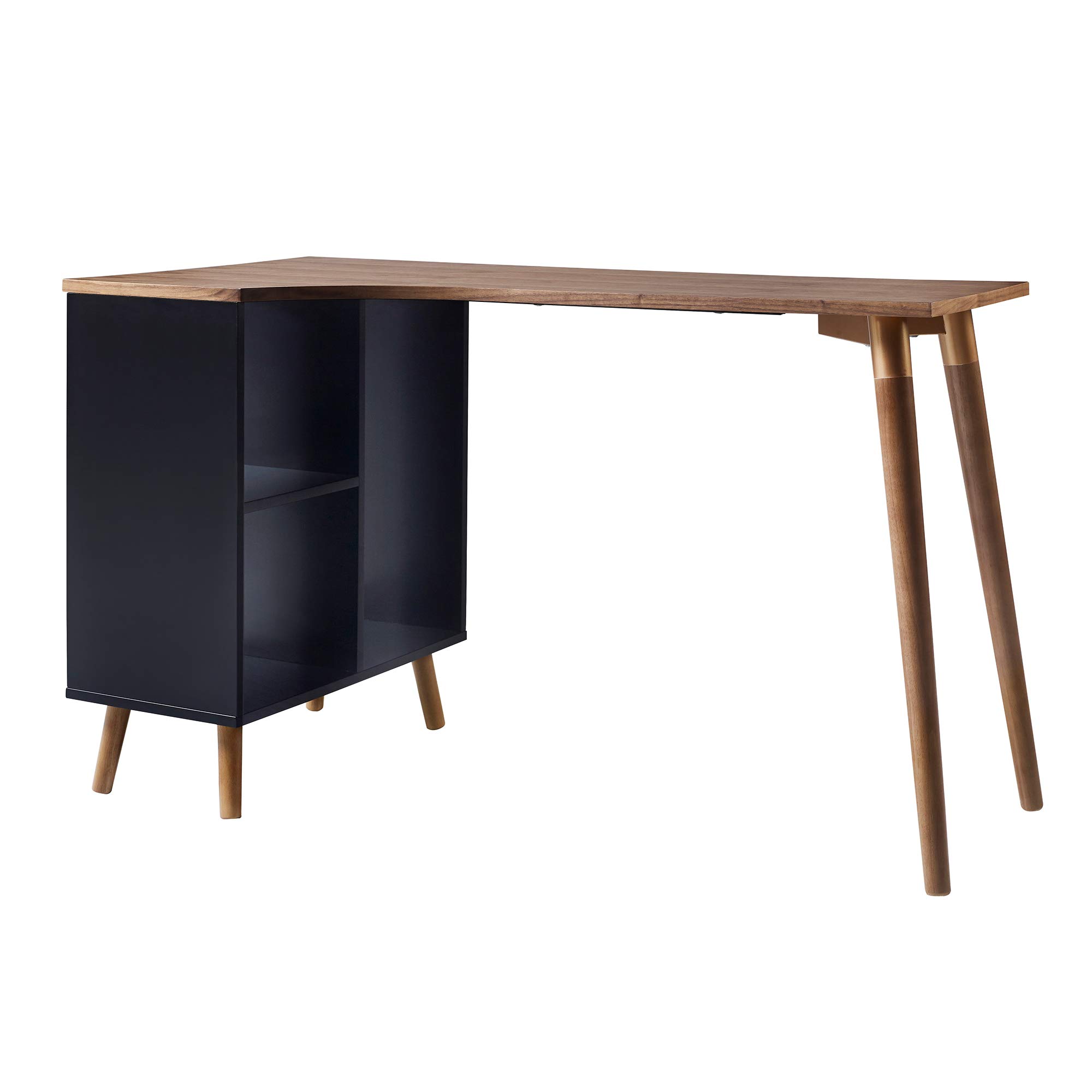 Premium Walnut & Black Office Desk - Modern Ergonomic Workstation for Home & Business Use - Perfect for Remote Work, Study, and Professional Workspaces