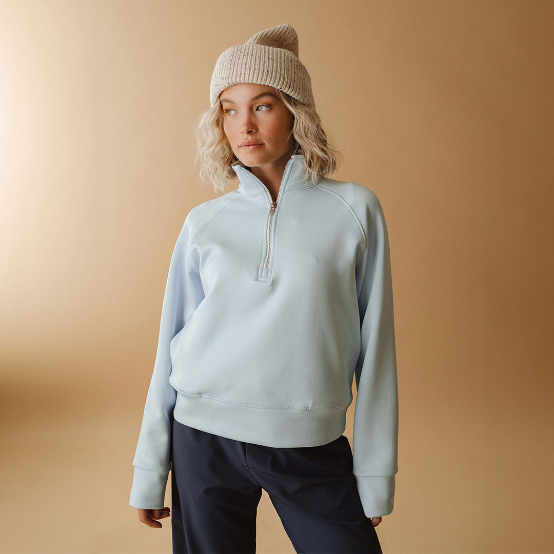 Oxford Zip Up Hoodie - Ice Blue | Men's Casual Pullover Sweatshirt for Everyday Wear & Outdoor Activities