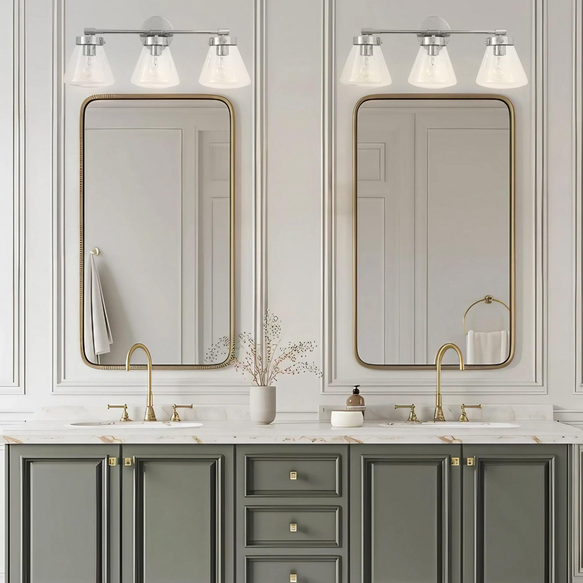 Gleam Modern 3-Light Dimmable Vanity Light - Bathroom Makeup Mirror Lighting Fixture for Bedroom, Dressing Room & Powder Room